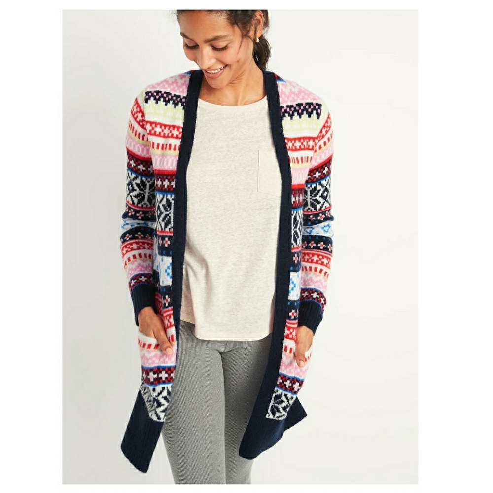 Old Navy Fair Isle Long Line Open-Front Sweater - Picture 2 of 10